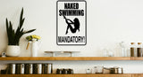 Naked Swimming Mandatory Sign Vinyl Wall Decal - Fusion Decals