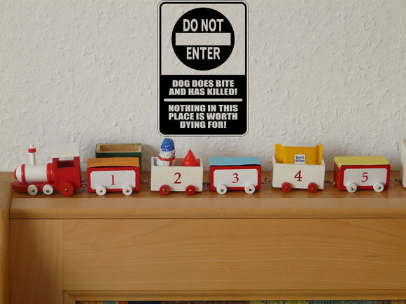 Do not Enter Dog does bite & has killed Sign Vinyl Wall Decal - Fusion Decals