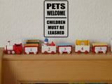 Pets Welcome Children Must be Leashed Sign Vinyl Wall Decal - Fusion Decals