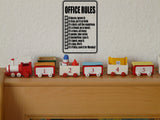 Office Rules Funny Sign Vinyl Wall Decal - Fusion Decals