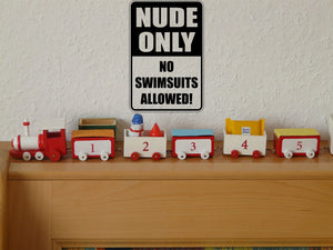 Nude Only No Swim Suits Allowed Sign Vinyl Wall Decal - Fusion Decals