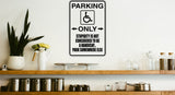 Handicapt Parking Only Sign Vinyl Wall Decal - Fusion Decals