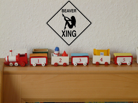 Beaver Crossing Sign Vinyl Wall Decal - Fusion Decals