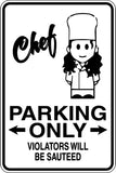 Chef Parking Only #2 Sign Vinyl Wall Decal - Fusion Decals