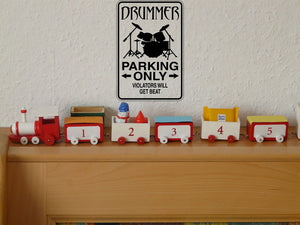 Drummer Parking Only Sign Vinyl Wall Decal - Fusion Decals