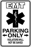 EMT Parking Only Sign Vinyl Wall Decal - Fusion Decals