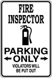 Fire Inspector Parking Only Sign Vinyl Wall Decal - Fusion Decals