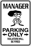 Manager Parking Only Sign Vinyl Wall Decal - Fusion Decals