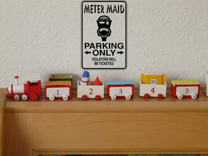 Meter Maid Parking Only Sign Vinyl Wall Decal - Fusion Decals