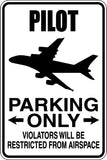 Pilot Parking Only Sign Vinyl Wall Decal - Fusion Decals