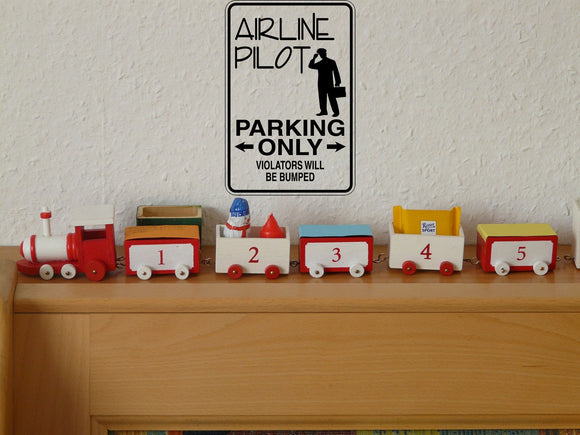 Airline Pilot Parking Only Sign Vinyl Wall Decal - Fusion Decals