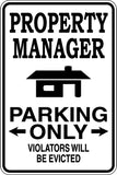 Property Manager Parking Only Sign Vinyl Wall Decal - Fusion Decals