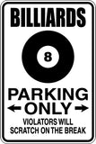 Billiards Parking Only Sign Vinyl Wall Decal - Fusion Decals