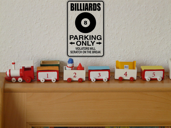 Billiards Parking Only Sign Vinyl Wall Decal - Fusion Decals