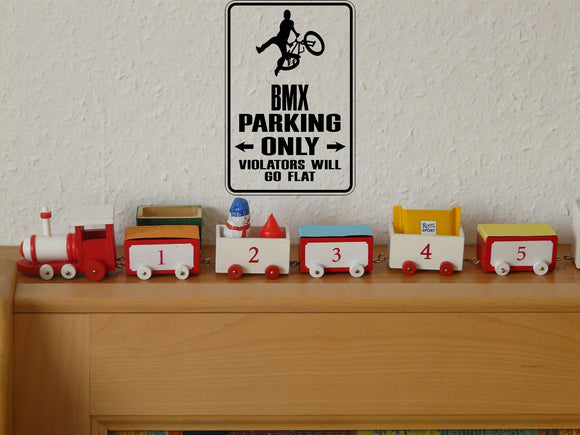 BMX Parking Only Sign Vinyl Wall Decal - Fusion Decals