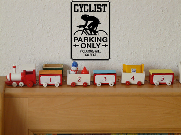 Cyclist Parking Only Sign Vinyl Wall Decal - Fusion Decals