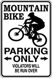 Mountain Bike Parking Only Sign Vinyl Wall Decal - Fusion Decals