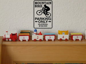 Mountain Bike Parking Only Sign Vinyl Wall Decal - Fusion Decals