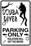 Scuba Diver Parking Only Sign Vinyl Wall Decal - Fusion Decals