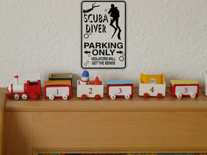 Scuba Diver Parking Only Sign Vinyl Wall Decal - Fusion Decals