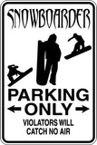 Snowboarder Parking Only Sign Vinyl Wall Decal - Fusion Decals