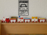 Auto Mechanic Parking Only Sign Vinyl Wall Decal - Fusion Decals