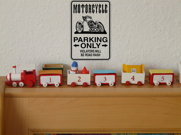 Motorcycle Parking Only Sign Vinyl Wall Decal - Fusion Decals