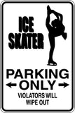 Ice Skater Parking Only Sign  - Car or Wall Decal - Fusion Decals