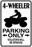 4-Wheeler Parking Only Sign Vinyl Wall Decal - Fusion Decals