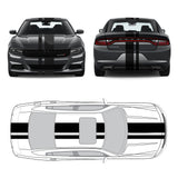 Dual Racing Stripes [3x] 3", 2", 8" x 74" - Vinyl Decals - Fits All Vehicles Fusion Decals