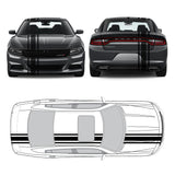 Dual Racing Stripes [3x] 6", 2", 6" x 74" - Vinyl Decals - Fits All Vehicles Fusion Decals