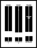 Dual 8" Vinyl Racing Stripe w/Pins [18"] - "fits" - Chevy Camaro 2010 to 2015 Fusion Decals