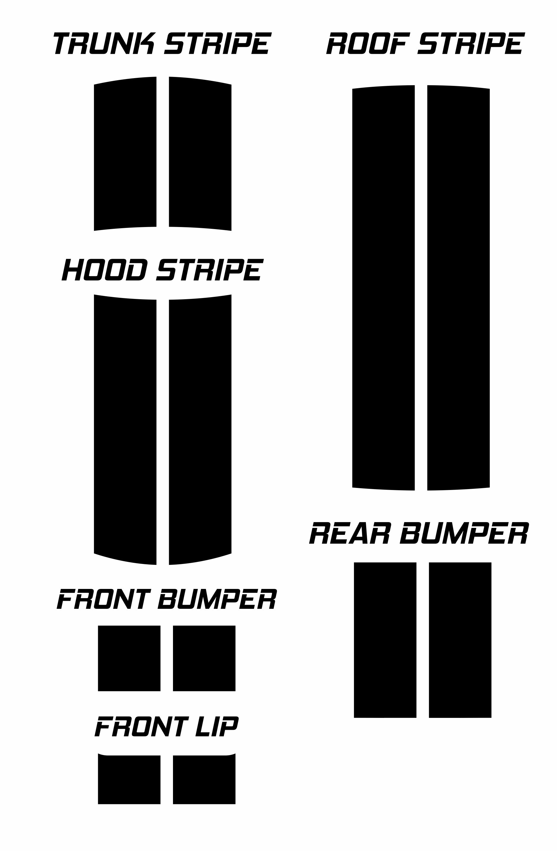 Dual 10 inch Racing Stripes [22"] fits Dodge Dart 2012 to 2016 Fusion Decals