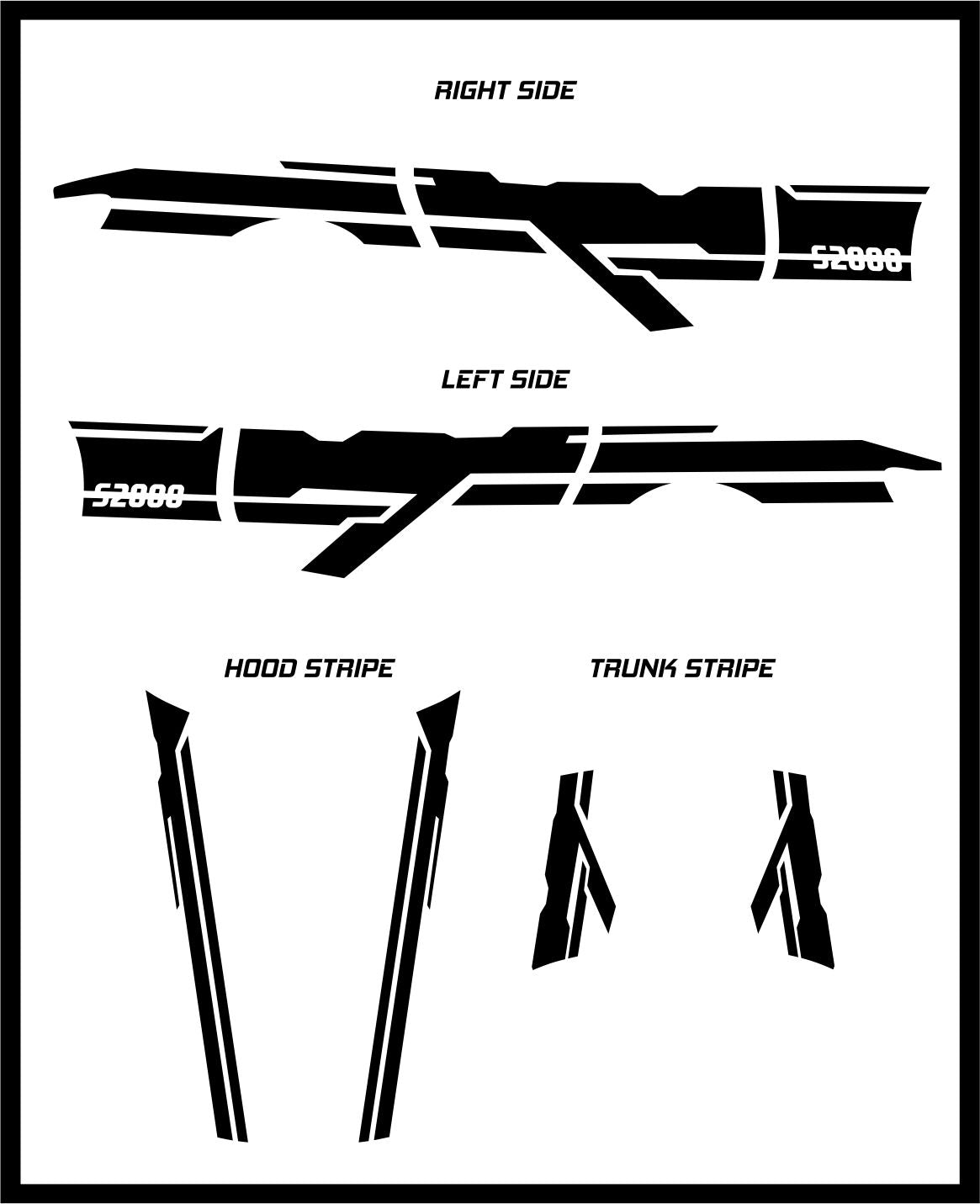 Razor Racing Stripes & Graphics - "fits" - Honda S2000 2003 to 2009 Fusion Decals