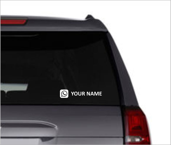 Custom Whatsapp Name Vinyl Decal - Choose Size & Color & Font - Free Squeegee Included