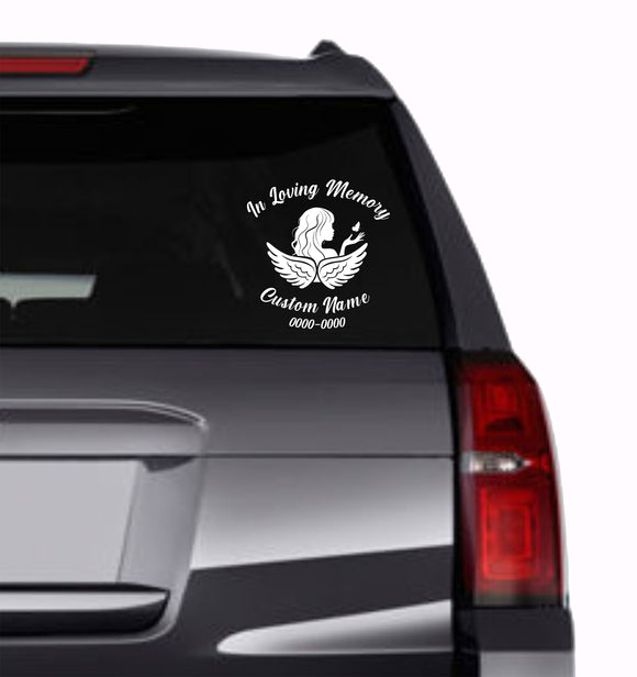 Custom In loving Memory Date & Name Decal - Choose Size & Color & Font - Free Squeegee Included #2 Fusion Decals