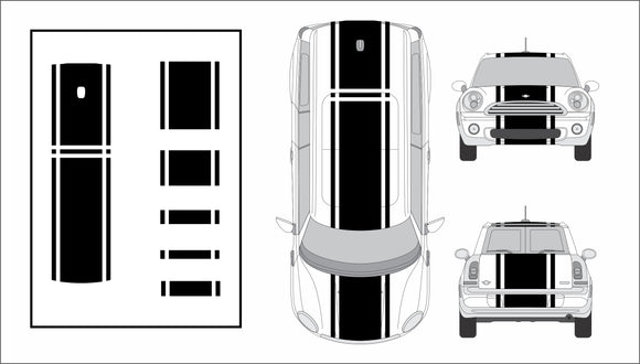 20 inches Racing Stripe w/Pins Total 28 inches - Compatible with/Replacement for - Mini Clubman 2007-2014
