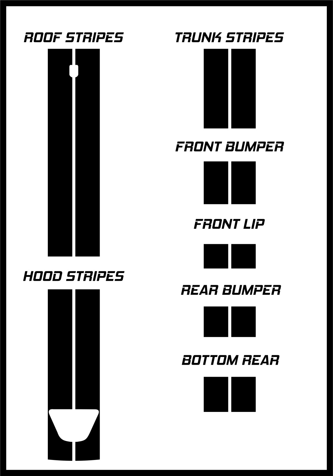 Dual 8" Racing Stripes Self Healing fits Dodge Challenger SRT 2008 to 2022