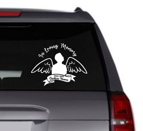 Custom In loving Memory Date & Name Decal - Choose Size & Color & Font - Free Squeegee Included #3