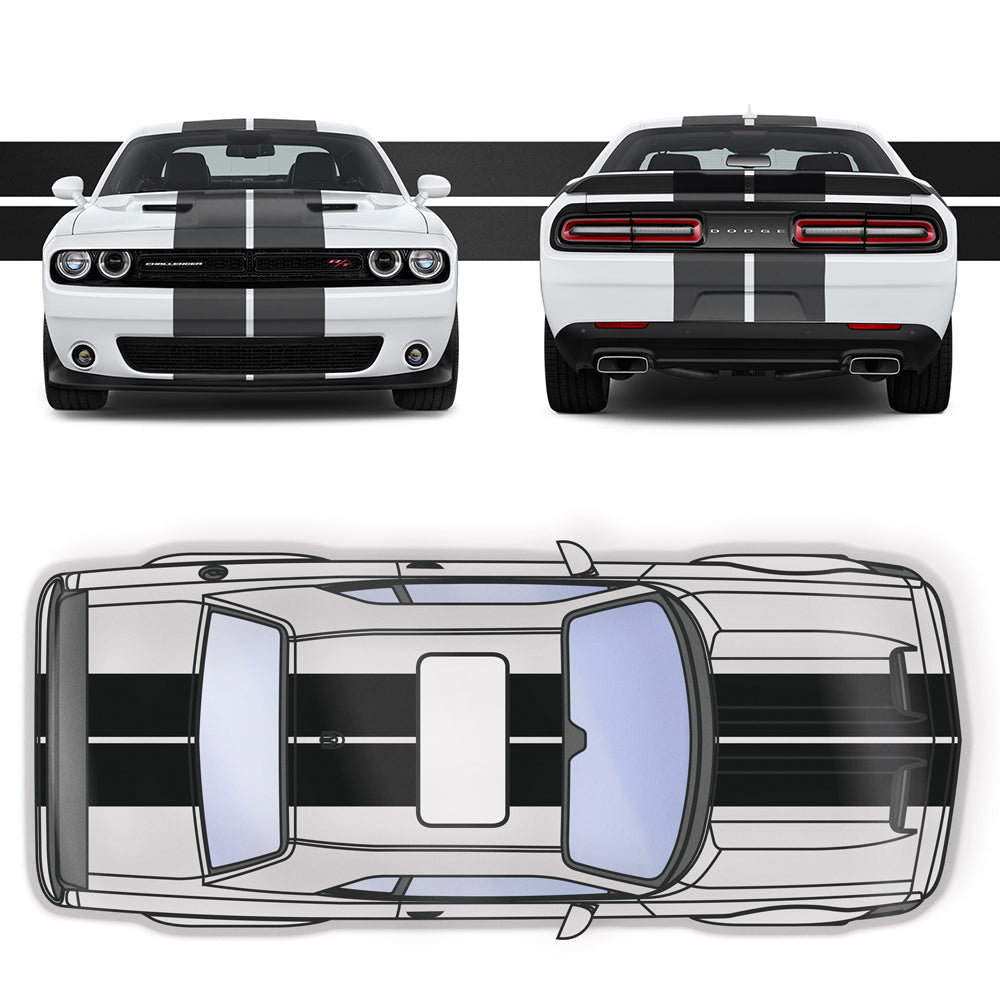 Dual 12" Racing Stripes Air Release fits Dodge Challenger Hellcat 2018 to 2022