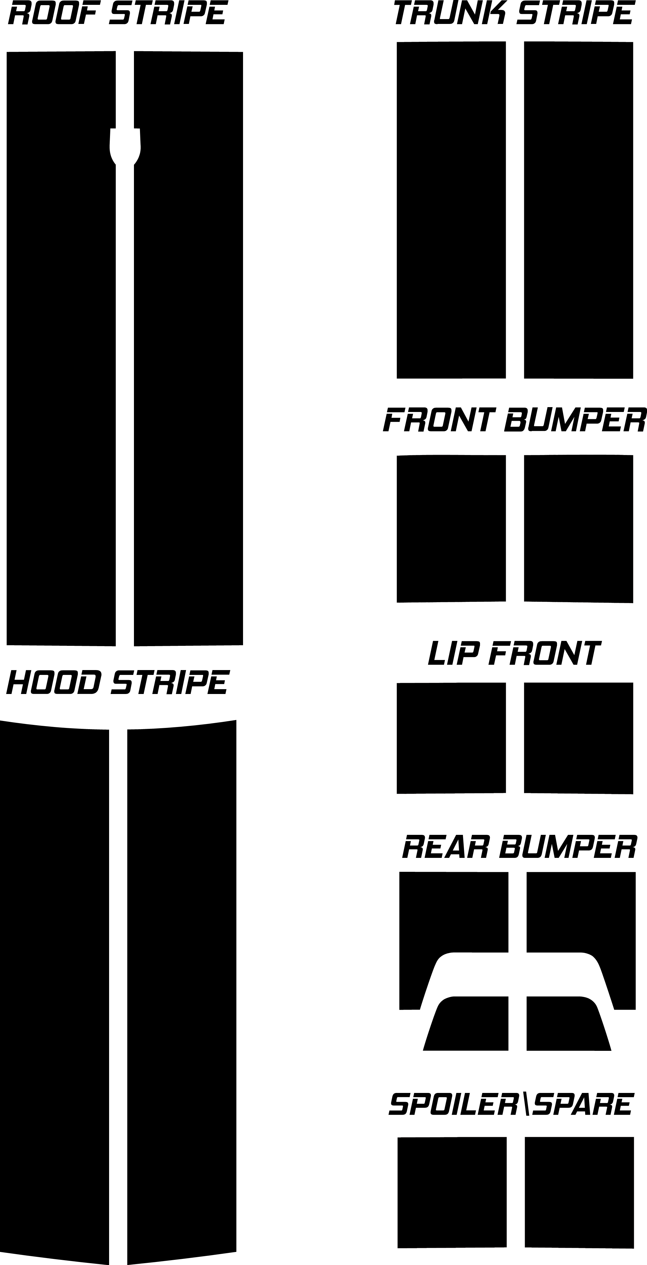 Dual 12" Racing Stripes Air Release fits Dodge Challenger Hellcat 2018 to 2022