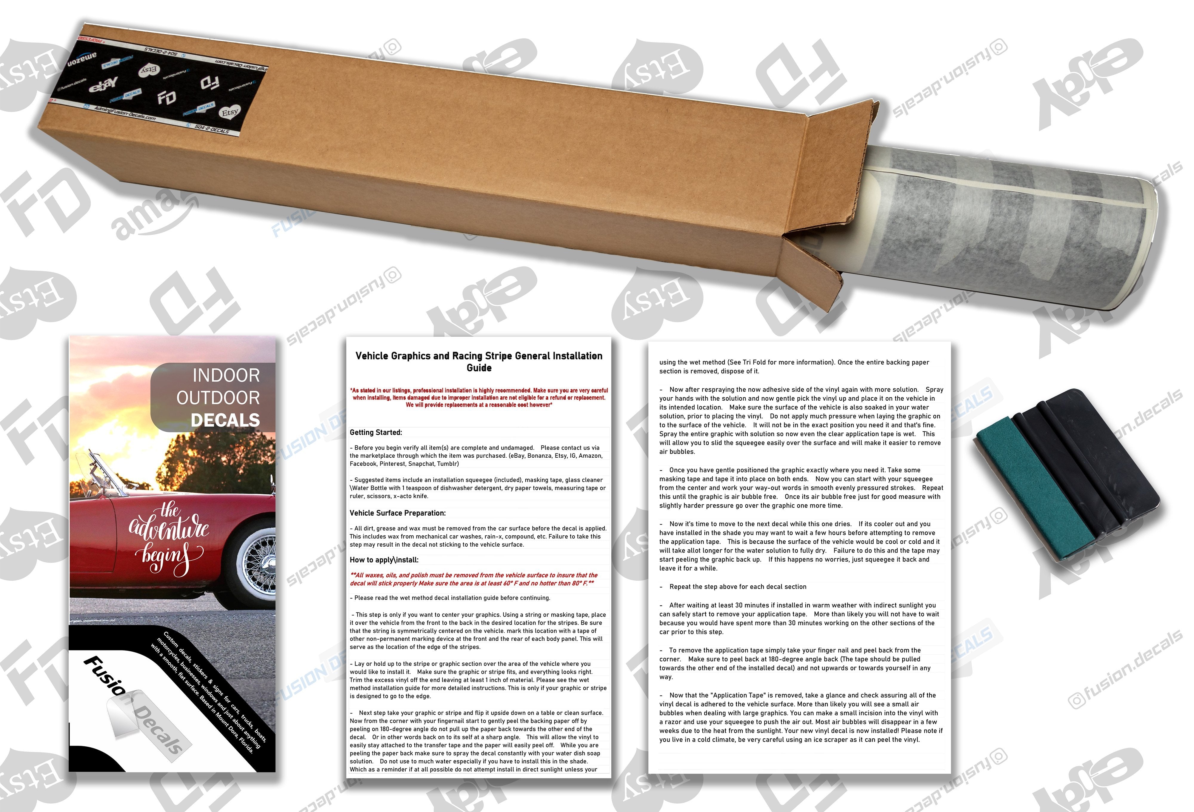 Customize Your Business Decal - Choose Size & Color & Font - Free Squeegee Included Fusion Decals